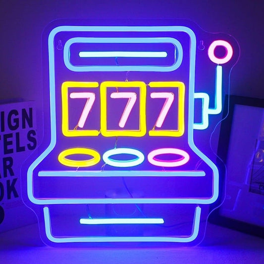 Vivid Bright Blue Slot Machine LED Night Light Casino Las Vegas Decoration