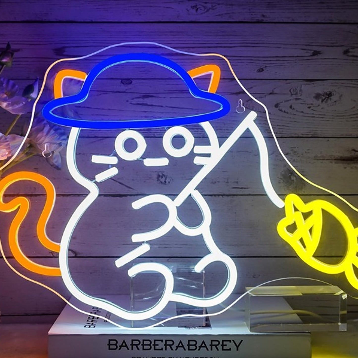 Fun Bright Fishing Kitty Cat LED Night Light Room Wall Decoration
