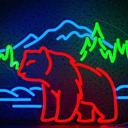 Lovely Bright Bear in the Mountains LED Night Light Room Wall Decoration