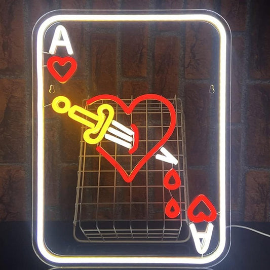 Vivid Bright Ace Heart Jagger Card LED Night Light Poker Game Room Decor