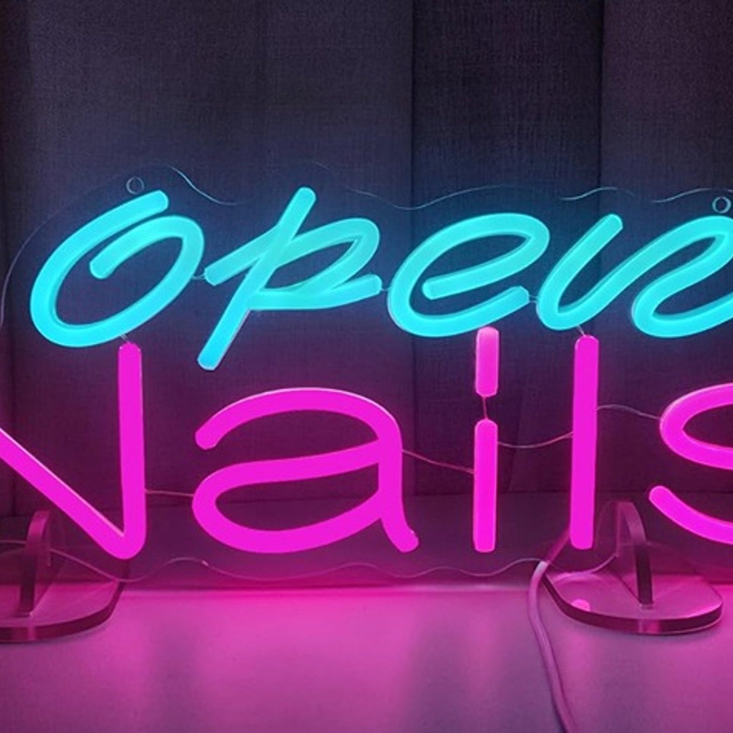 Vivid Bright Blue / Pink “Open Nails” LED Night Light Spa