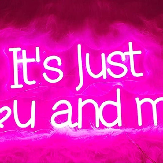 Romantic Bright Pink “It’s Just You and Me” LED Night Light Love Room Wall Decor
