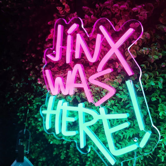 Bright Pink/Blue “Jinx Was Here” LED Night Light Game Room League of Legend Deco