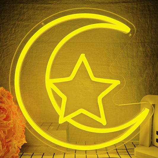 Lovely Bright Yellow Star and Moon LED Night Light Room Wall Decoration