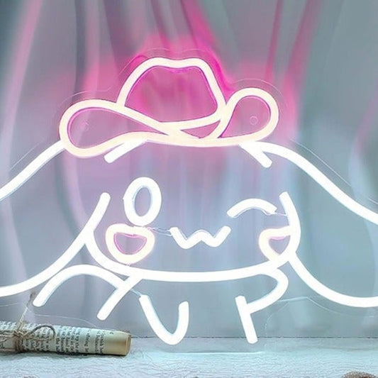 Fun Bright Cinnamoroll in Pink Cowboy Hat LED Night Light Room Wall Decor