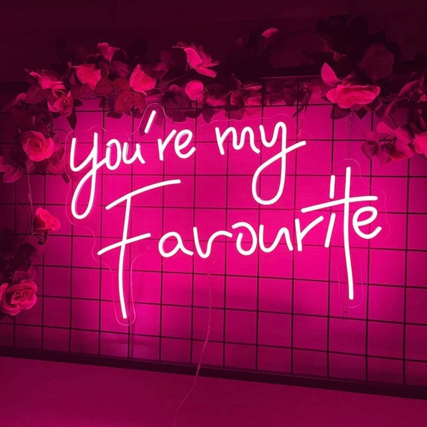 Cute Bright Pink “You’re My Favorite” LED Light Sign Wall Room Decor