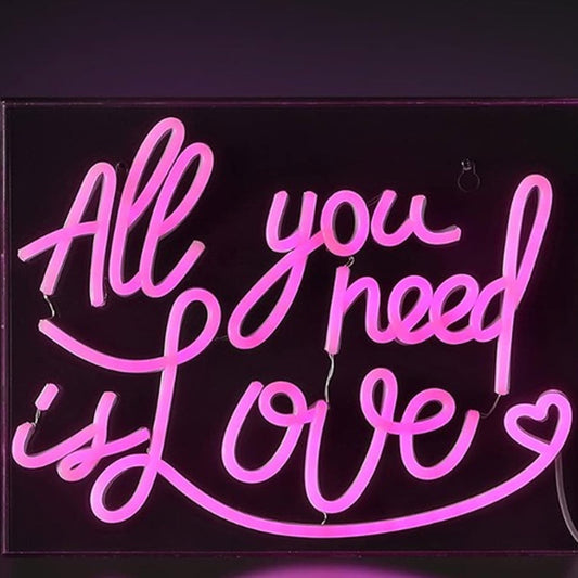 Lovely Bright Pink “All You Need is Love” LED Night Light Box Room Wall Decor