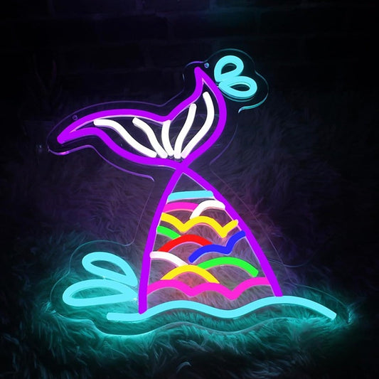Lovely Bright Rainbow Scale Tail Mermaid LED Night Light Room Wall Decor