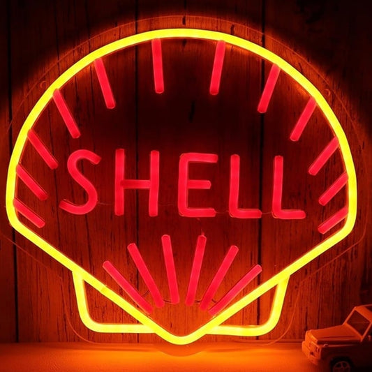 Bright Yellow Red Shell LED Night Light Garage Gas Station Wall Decoration