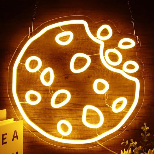 Tasty Fun Bright Golden Chocolate Chip Cookie LED Night Light Room Wall Decor