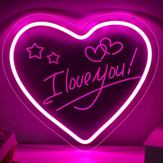 Adorable Bright Pink Heart “I Love You!” Stars & Hearts Night Lights Decor