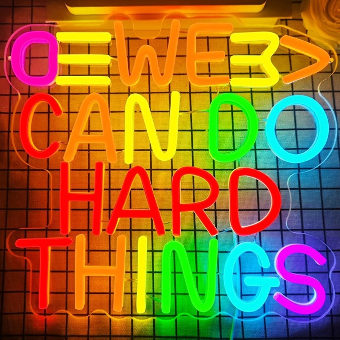 Fun Bright Colorful “We Can Do Hard Things” Pencil Night Light Room Wall Decor