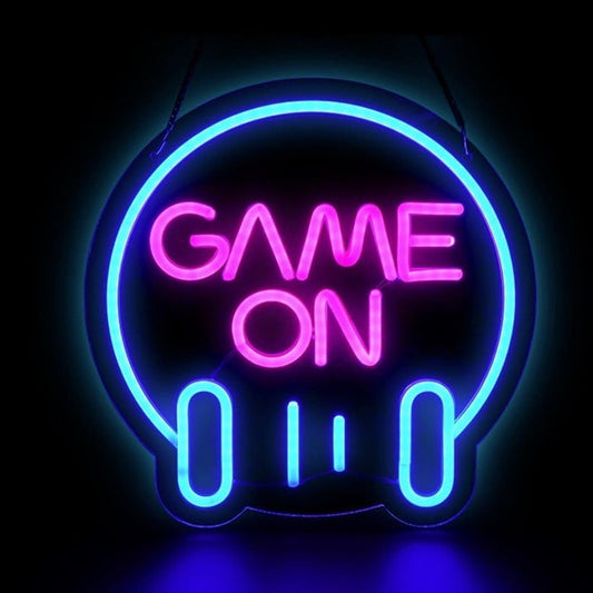 Vivid Bright Pink/Blue GAME ON Headphones Soundwave LED Gamer Night Light