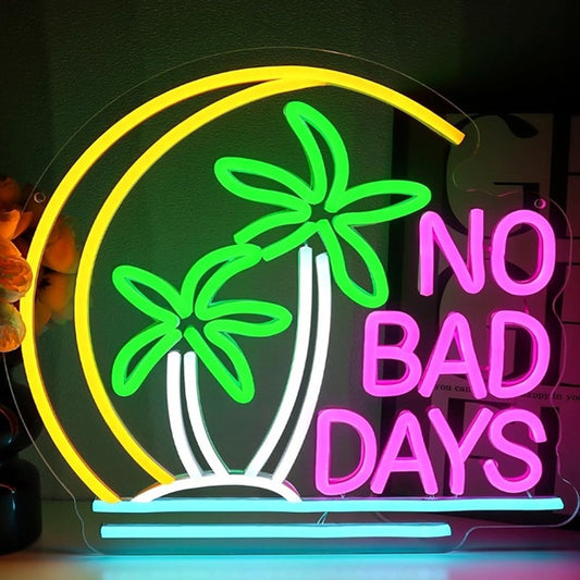 Lovely Bright Moon Island “No Bad Days” LED Night Light Room Wall Decoration