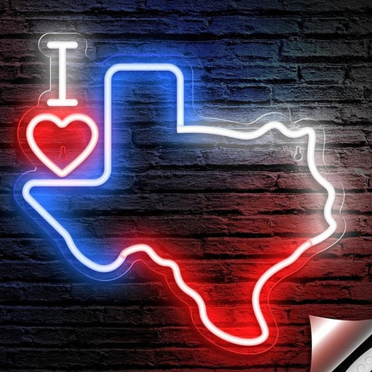 Lovely Bright I Love Texas LED Night Light Room Wall Decoration