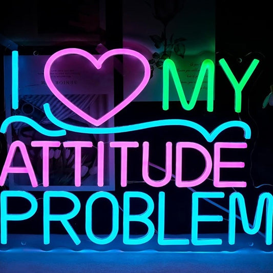 Fun Bright Colorful “I Love My Attitude Problem” LED Night Light Room Wall Decor