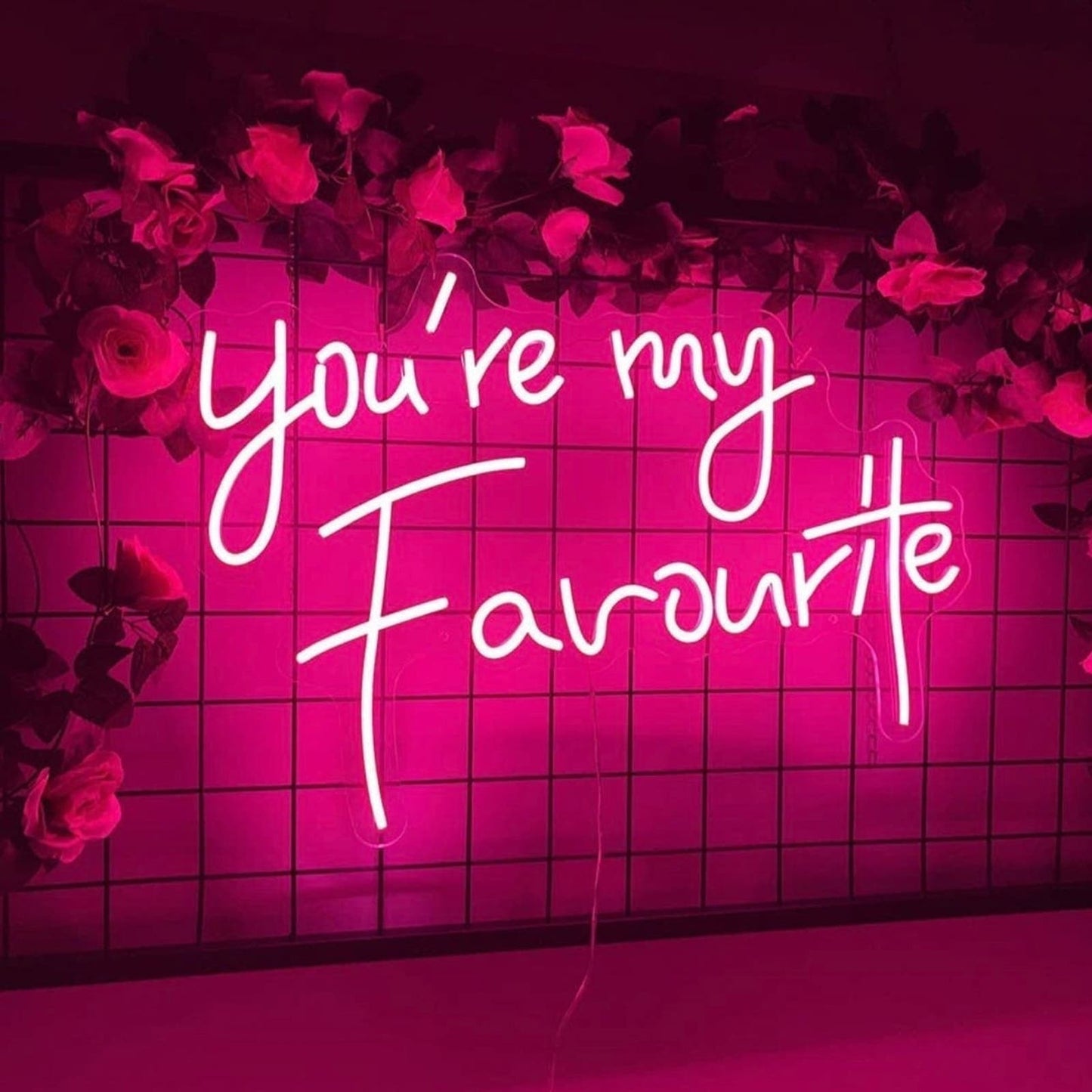 Cute Bright Pink “You’re My Favorite” LED Light Sign Wall Room Decor