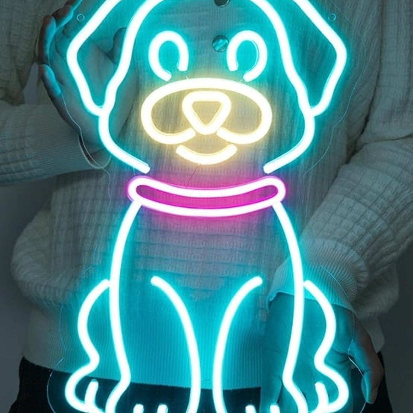 Cute Bright Blue Puppy Dog LED Night Light Room Wall Pet Decoration