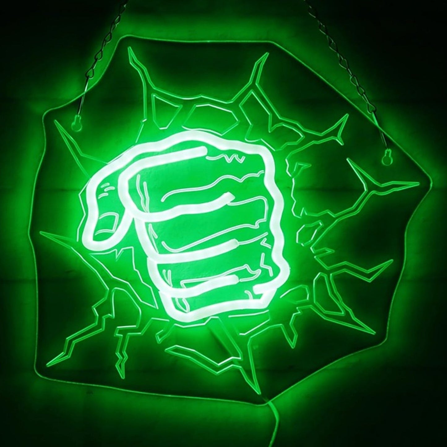 Fun Bright Green Hulk Fist Punch Through Wall LED Light Super Hero Wall Decor