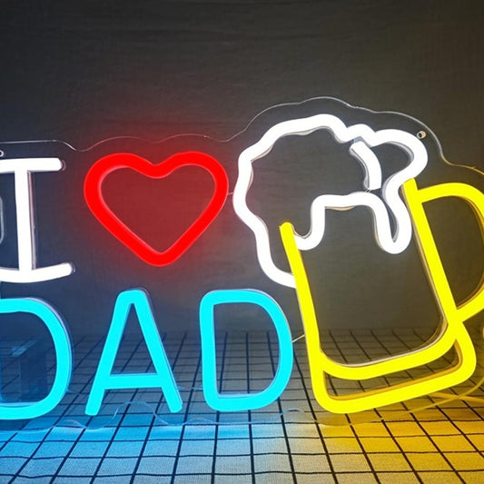 Vivd Bright “I Love Dad” Beer Jug Night Light Bar Father’s Day Room Wall Decor