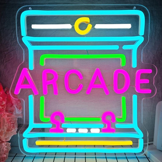 Fun Bright Color Arcade Machine Sign LED Night Light Game Room Wall Decoration