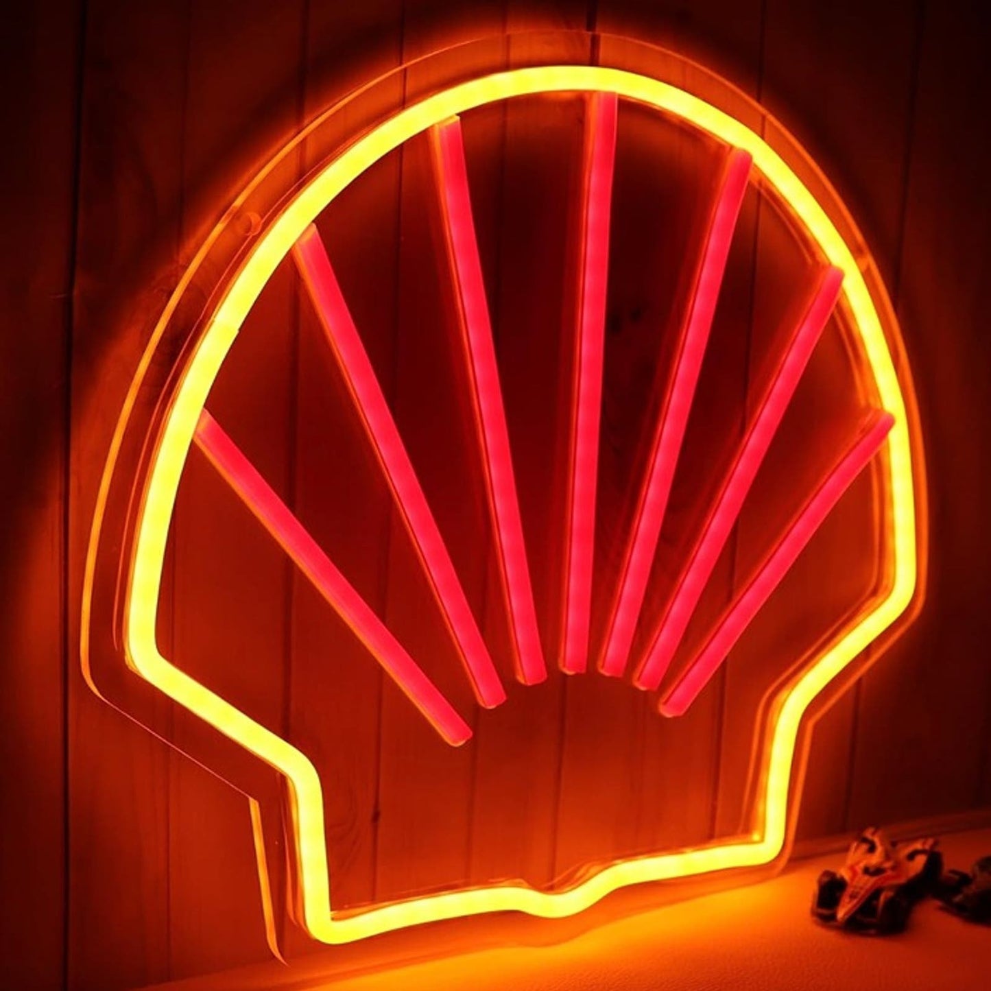 Bright Yellow Shell LED Night Light Garage Gas Station Wall Decoration