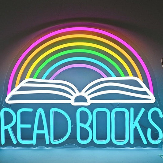 Lovely Bright Reading Rainbow “Read Books” LED Night Light Room Wall Decor