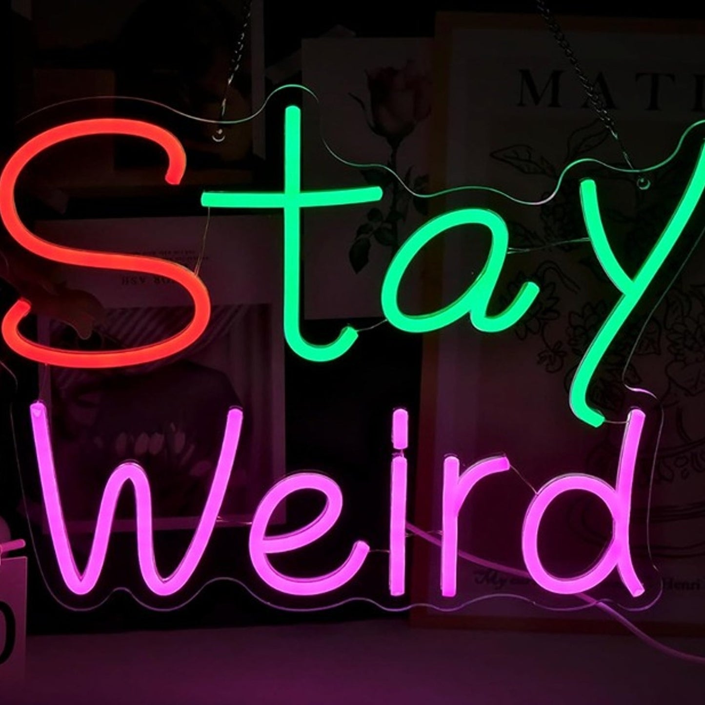 Fun Bright Colorful “Stay Weird” LED Night Light Room Wall Decoration