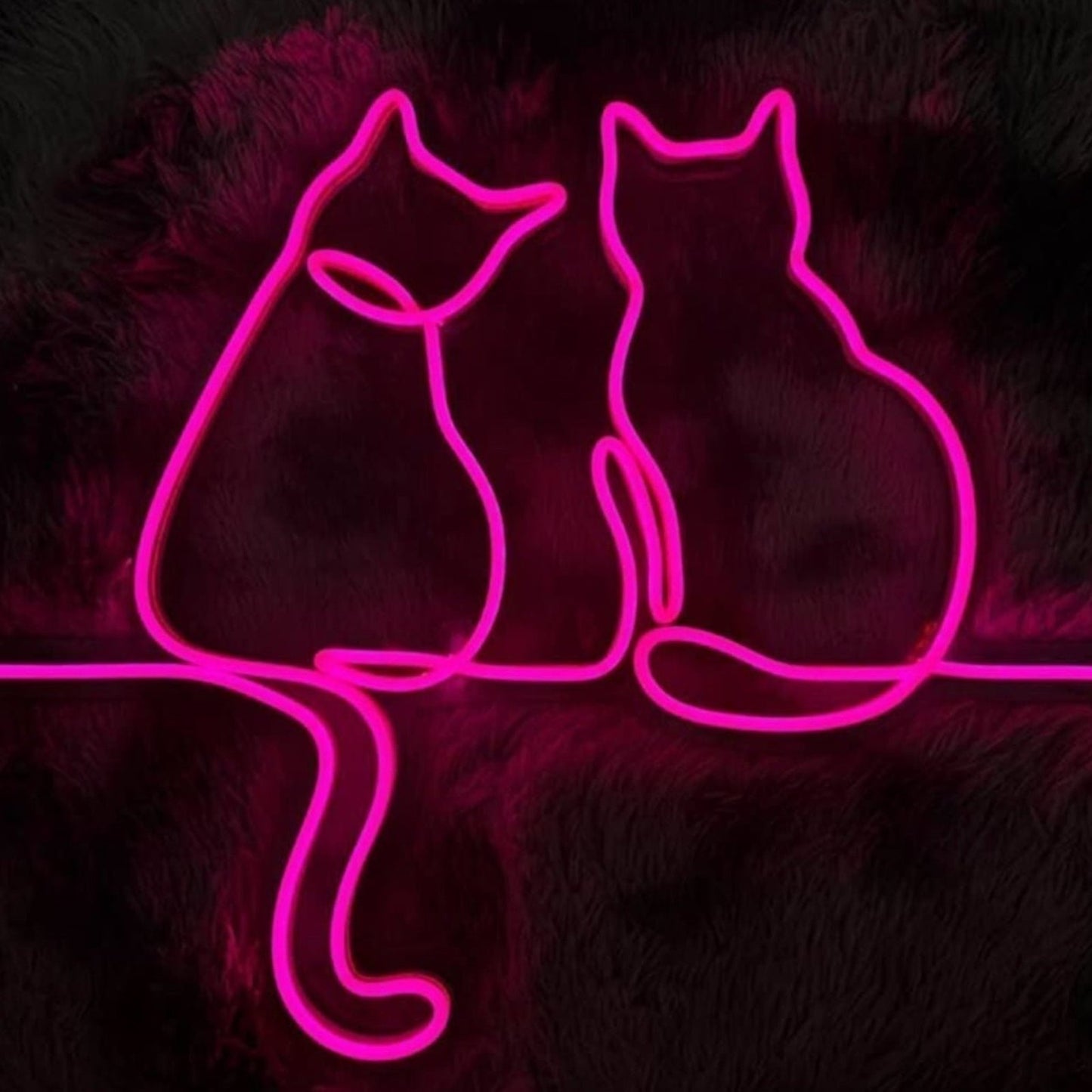 Adorable Bright Pink Kitty Cat LED Night Light String Wall Art Room Decorations