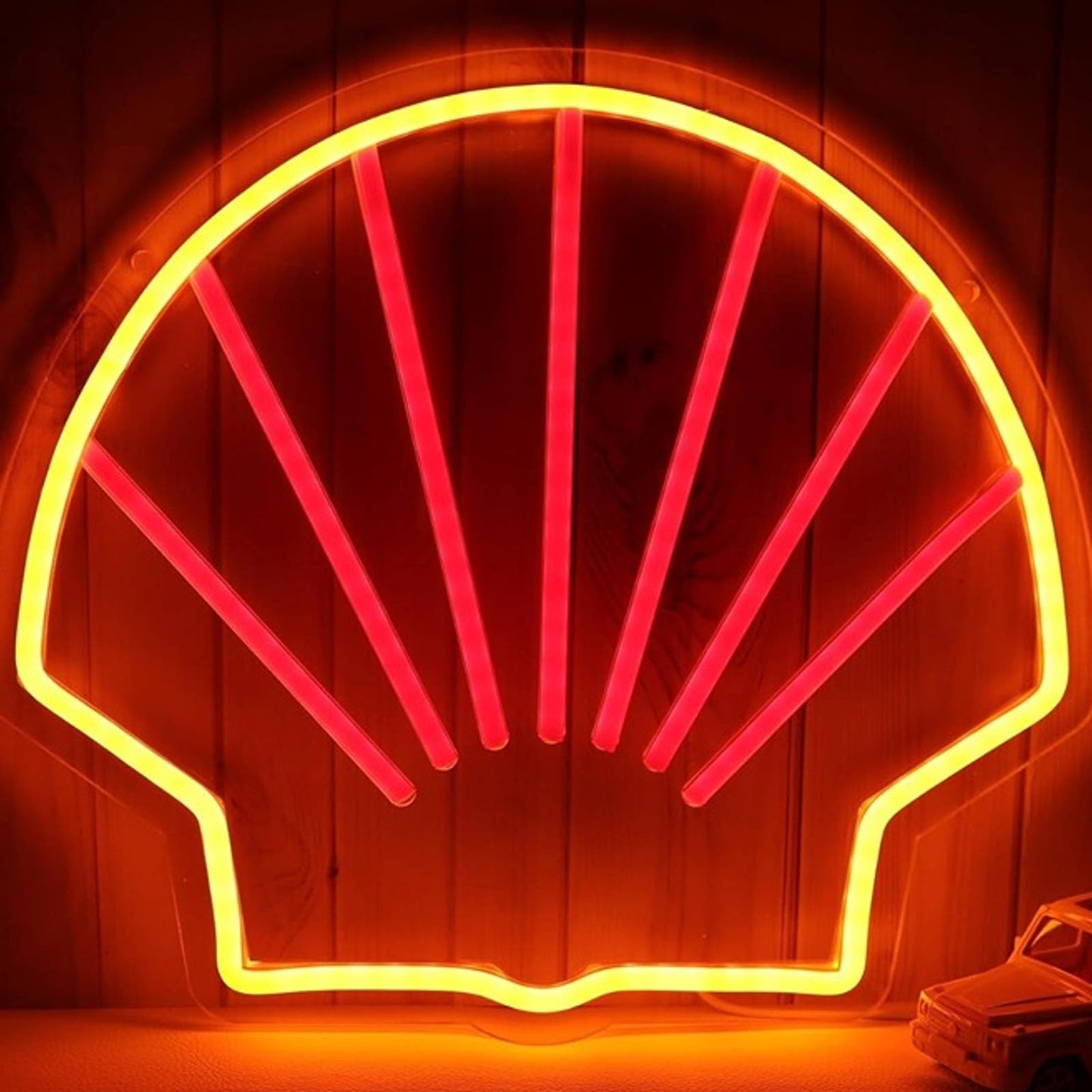 Bright Yellow Shell LED Night Light Garage Gas Station Wall Decoration