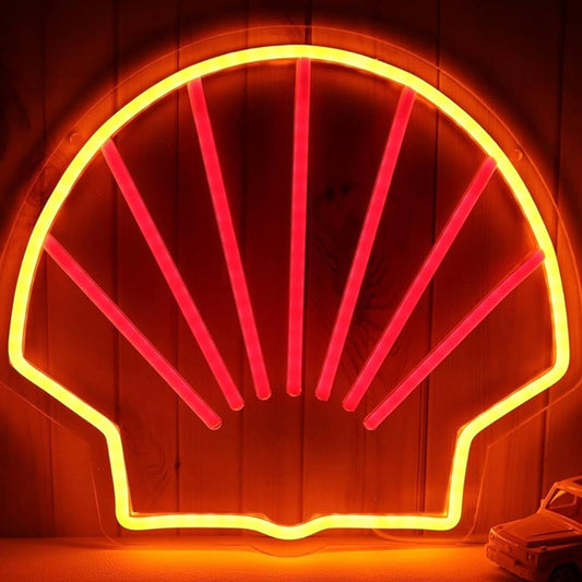 Bright Yellow Shell LED Night Light Garage Gas Station Wall Decoration