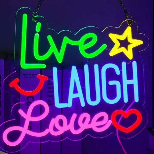 Lovely Colorful Bright Live Laugh Love Heart LED Night Light Room Wall Decor