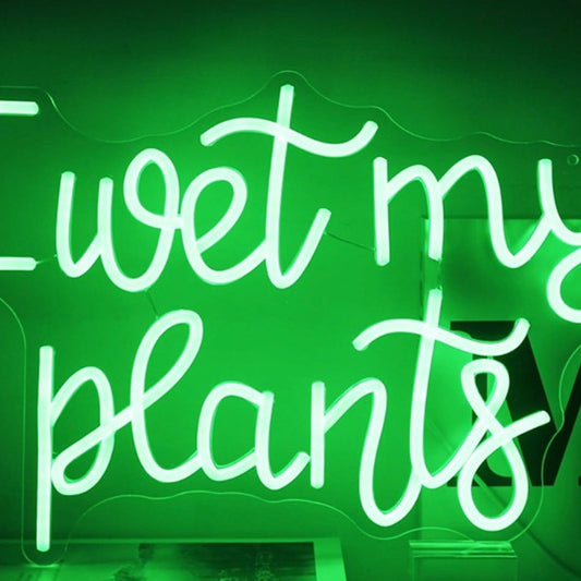Fun Bright Green “I Wet My Plants” LED Night Light Room Wall Decoration