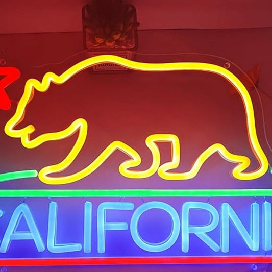 Bright Colorful California State Bear LED Night Light Room Wall Decoration