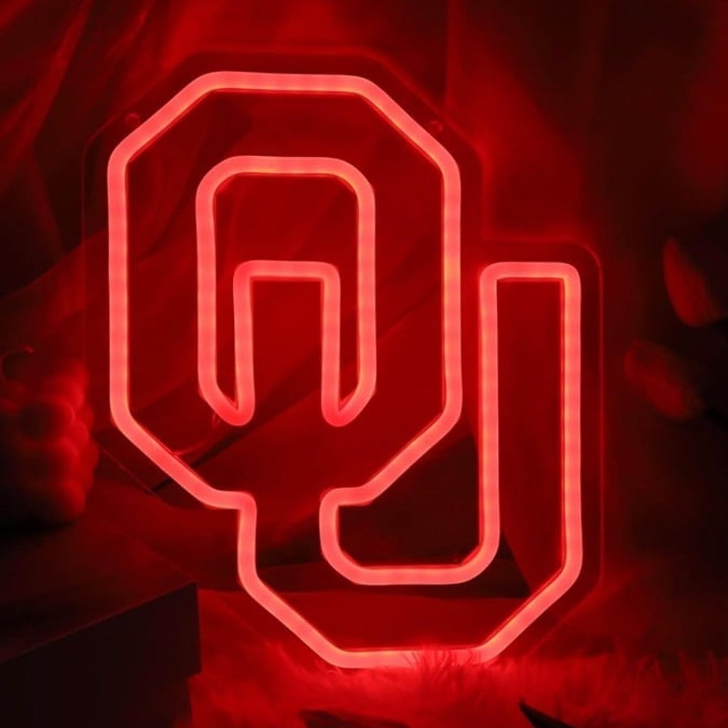 Vivid Bright Red OU Oklahoma University Football LED Light University Room Wall