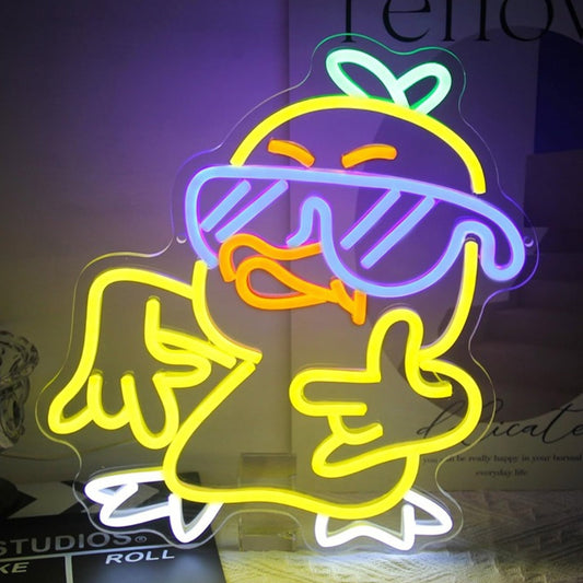 Fun Bright Cool Yellow Duck Kid LED Night Light Room Wall Decoration