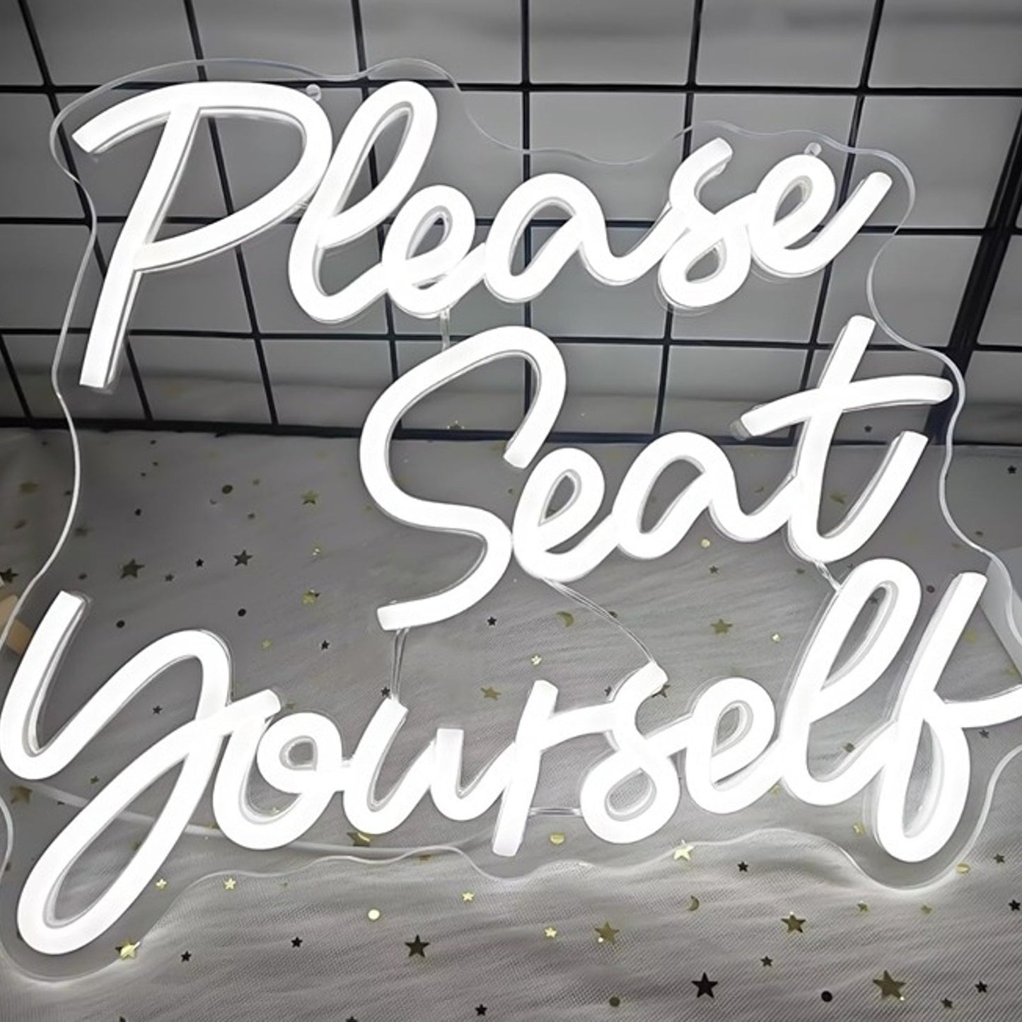 Vivid Bright White “Please Seat Yourself” LED Night Light Room Wall Decoration