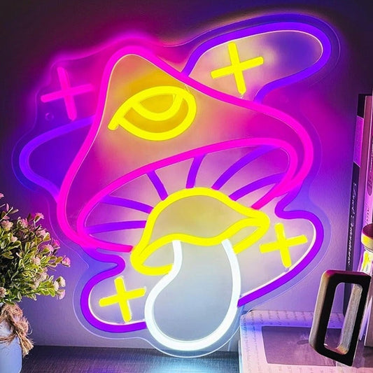 Lovely Bright Sparking Pink Mushroom Eye LED Night Light Room Wall Decoration