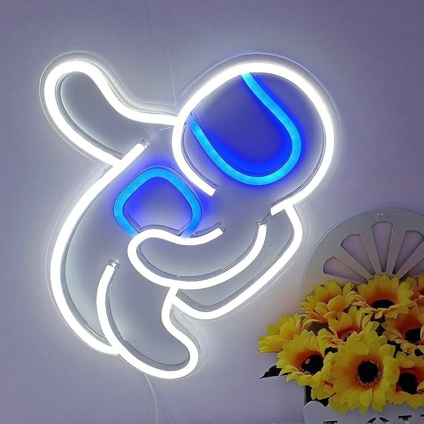 Fun Bright White & Blue Floating Space Astronaut LED Night Light Room Wall Decor