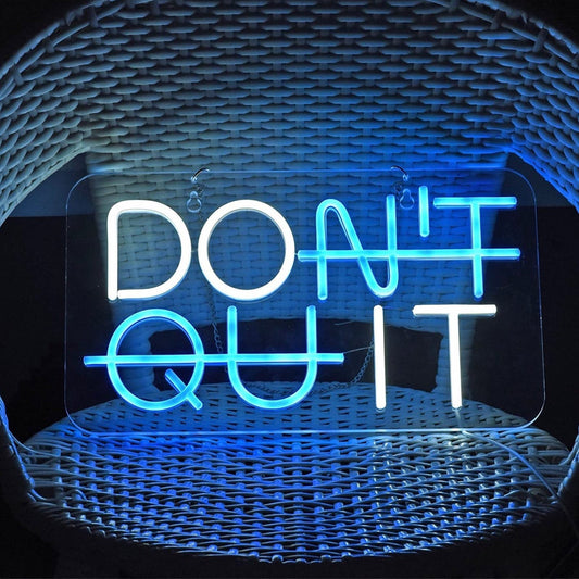 Bright Blue / White DON’T QUIT LED Night Light Motivation Decoration