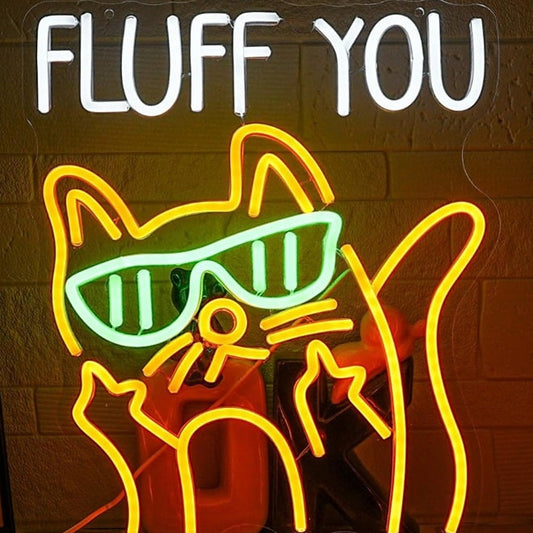 Fun Bright “Fluff You” Kitty Cat LED Night Light Room Wall Decoration
