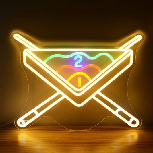 Fun Vivid Bright Pool Ball, Stick & Triangle Billiards LED Light Game Room Decor