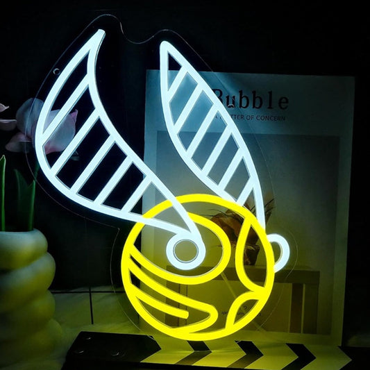 Fun Bright Yellow Quidditch Golden Snitch LED Night Light Harry Potter Room Wall