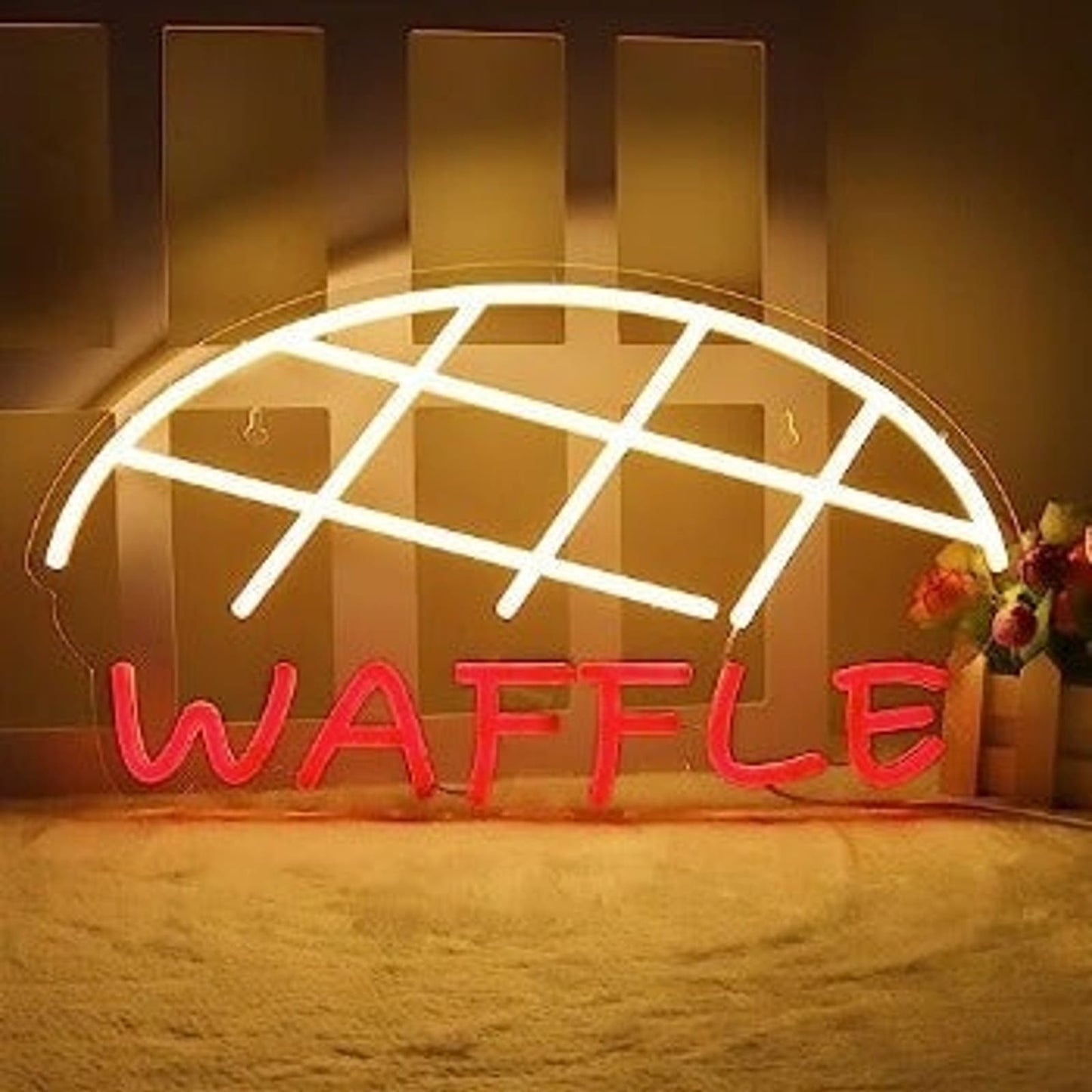 Vivd Bright Tasty Waffle LED Night Light Room Wall Breakfast Food Restaurant Dec
