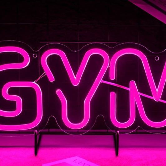 Fun Bright Pink “GYM” Fitness LED Light Exercise Wall Decoration