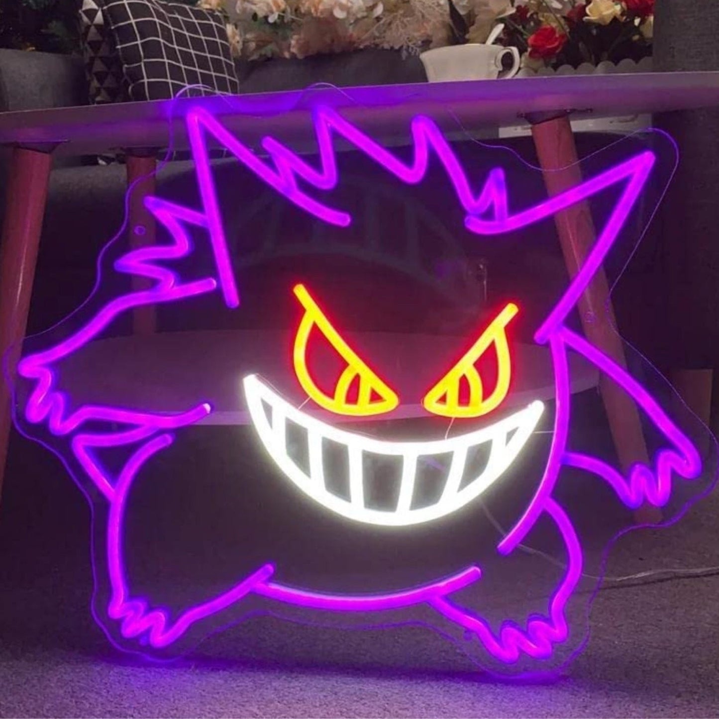 Fun Bright Crazy Purple Gengar Pokemon LED Night Light Game Room Wall Decoration