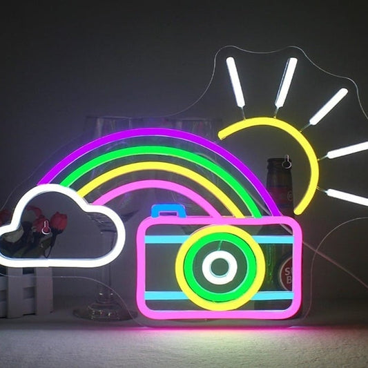 Lovely Bright Rainbow, Camera, Cloud & Sun LED Night Light Room Wall Decoration