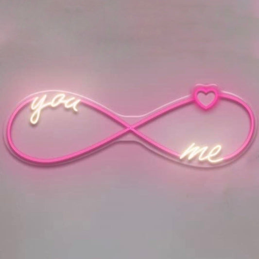 Adorable Bright You Me Infinity Heart Love LED Night Light Room Wall Decoration