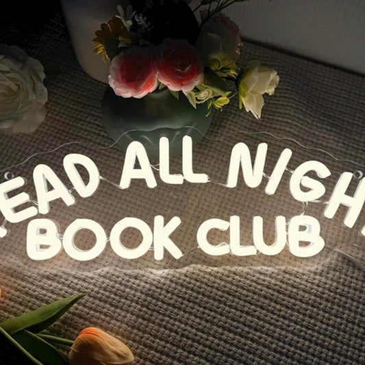 Lovely Bright White “Read All Night Book Club” LED Night Light Room Wall Decor