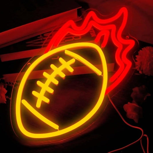 Fun Vivid Bright Flaming Football LED Night Light NFL Sports Wall Decor